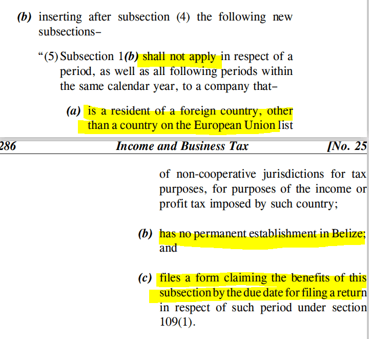 Đối tượng được áp dụng chính sách thuế mới của Belize