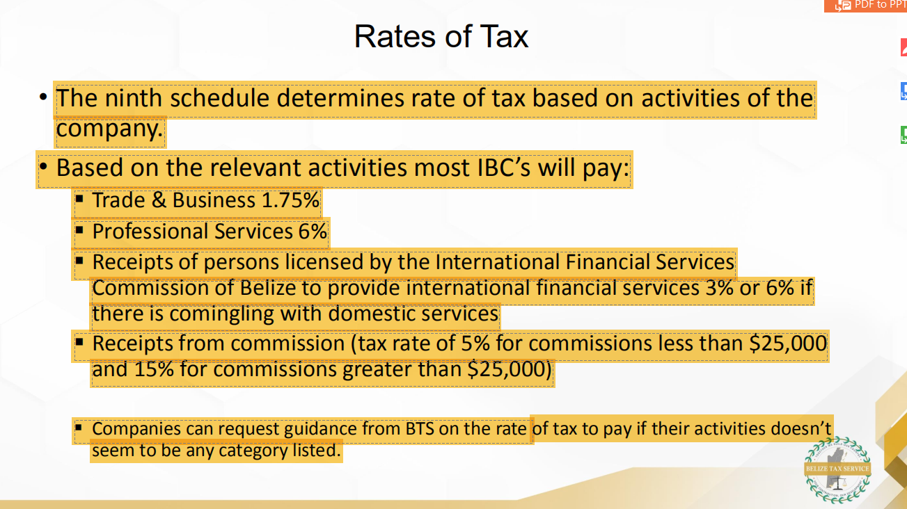 Tỷ suất thuế thu nhập doanh nghiệp Belize mới
