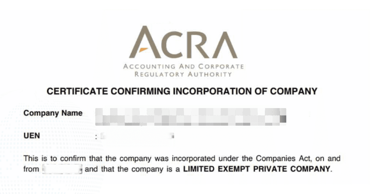 UEN Singapore Certificate