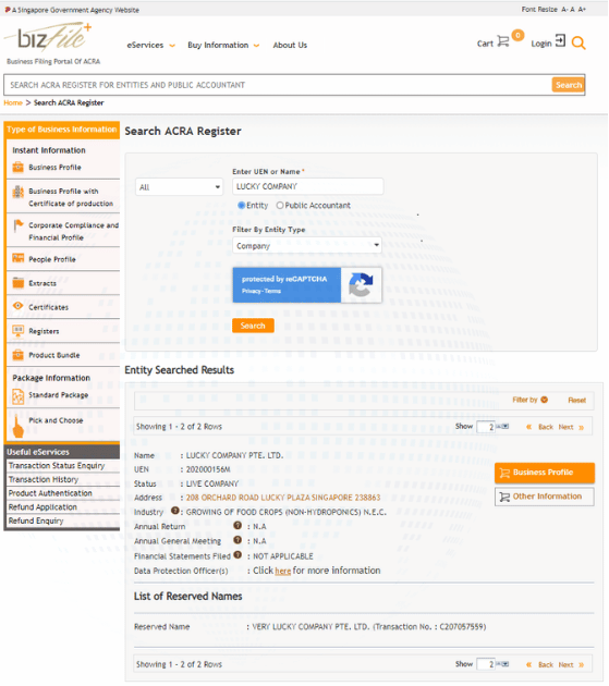 How to verify Singapore company status