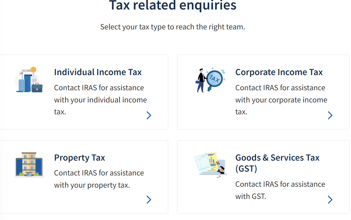 IRAS support page to address enquiries