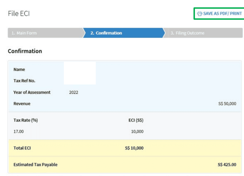 Check the information on the ECI form