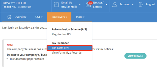 choose to file form IR21