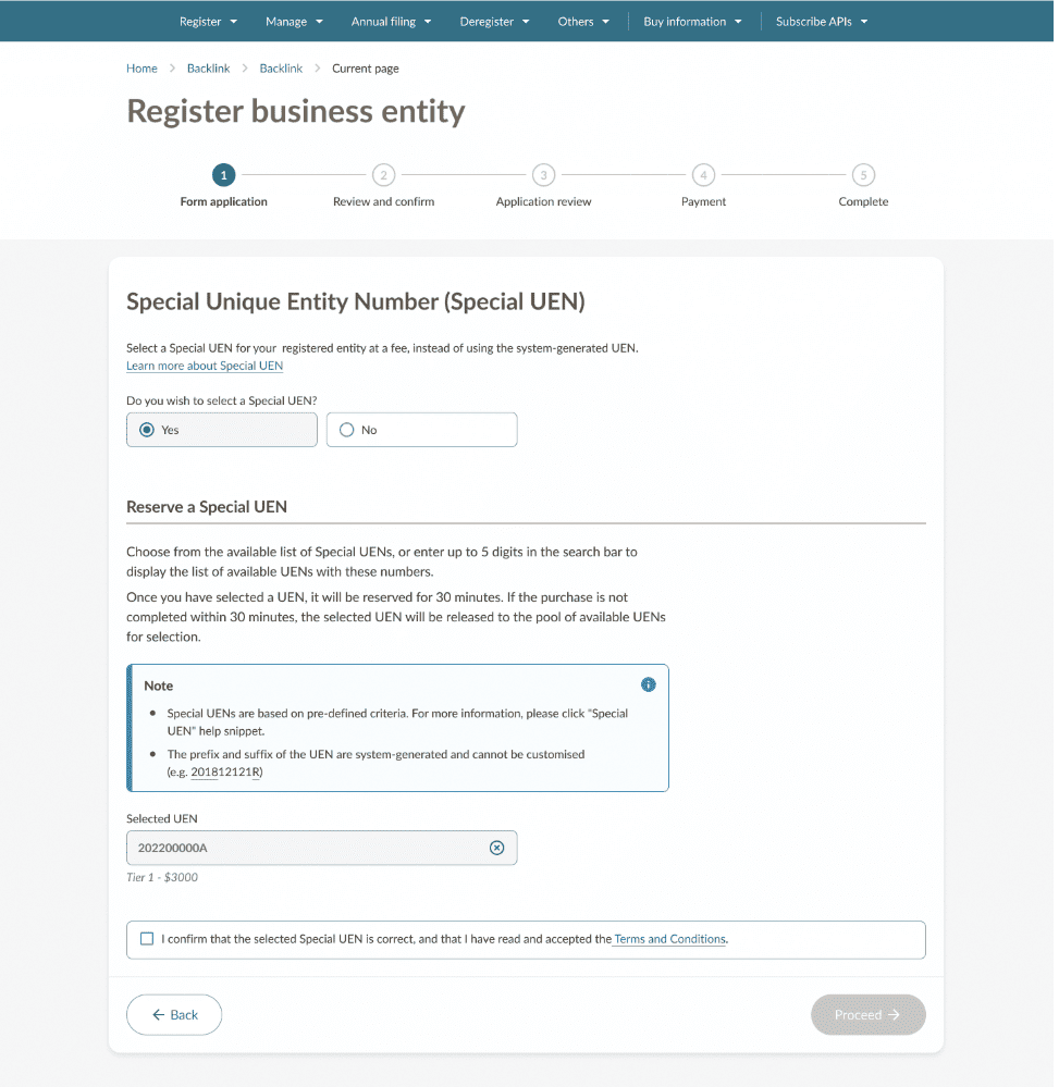 ACRA image on how to register SUN