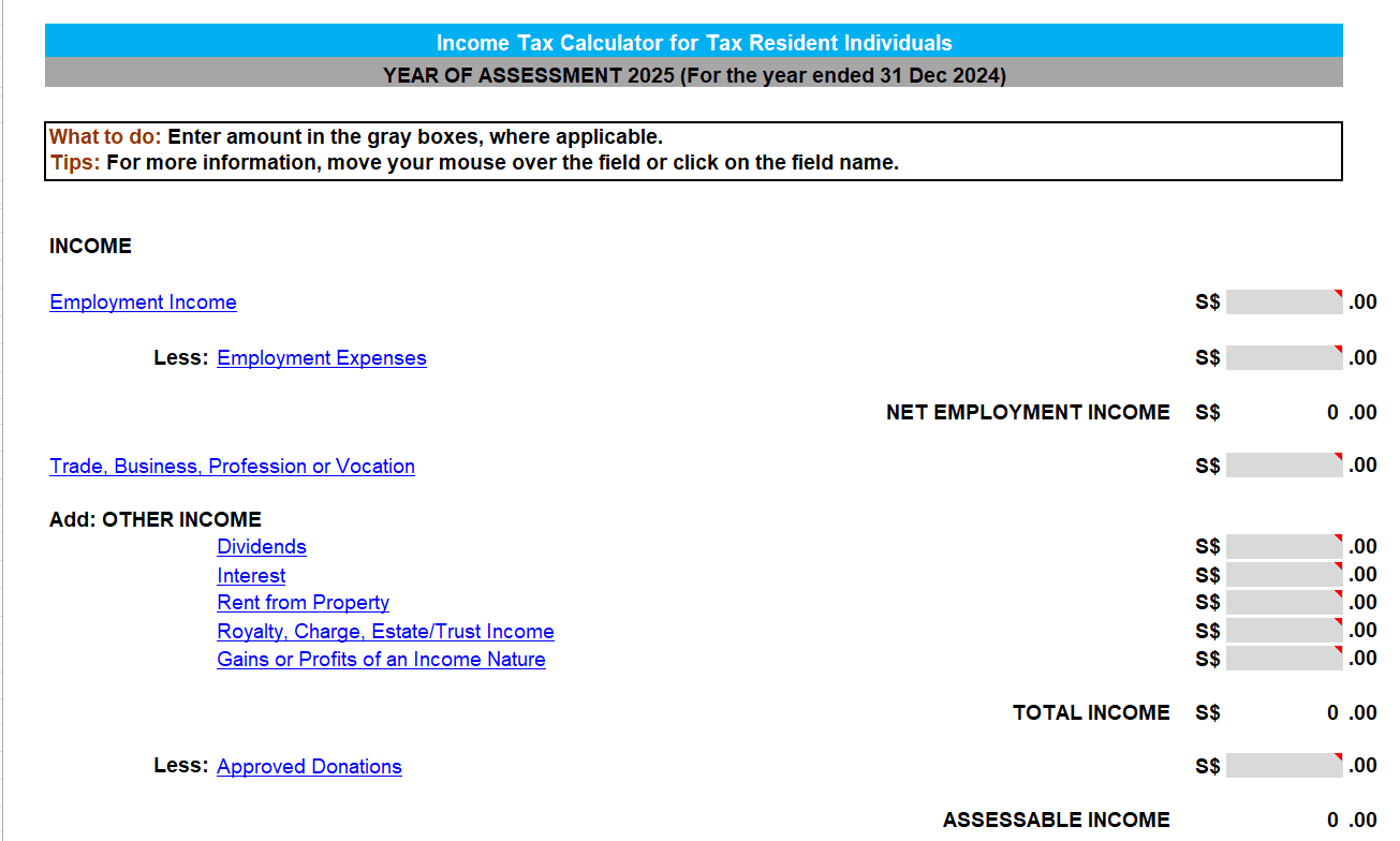 Examp;e of the income tax calculator