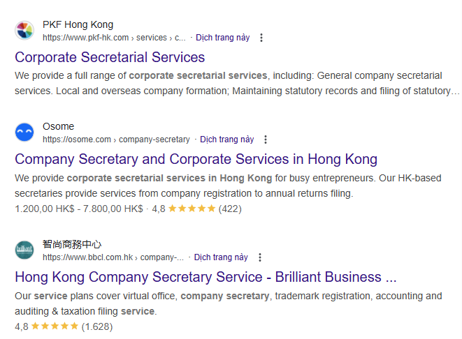 Hong Kong company secretarial service