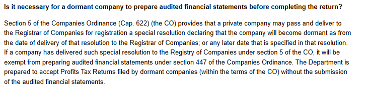 IRD explaination for filing unaudited financial statements