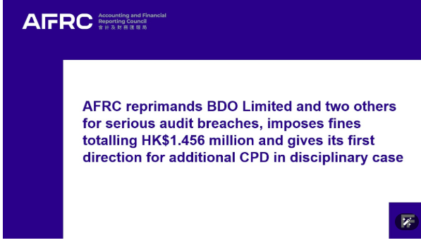 AFRC took disciplinary action against BDO