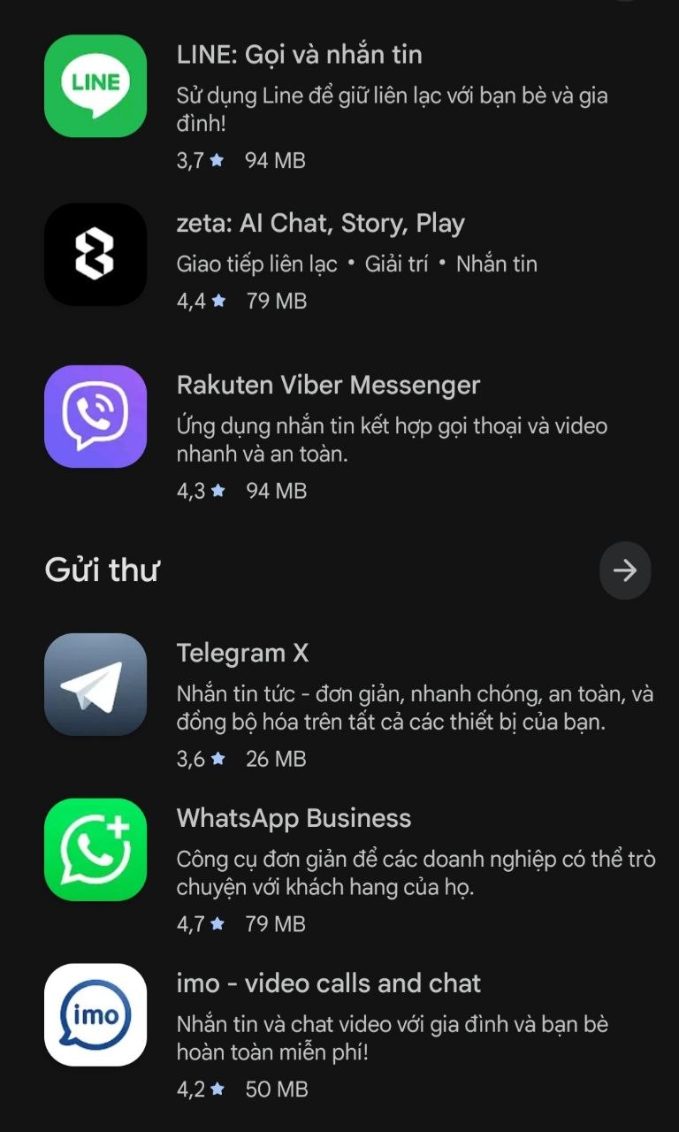Ảnh minh hoạ các ứng dụng truyền thống trên cửa hàng Google Play