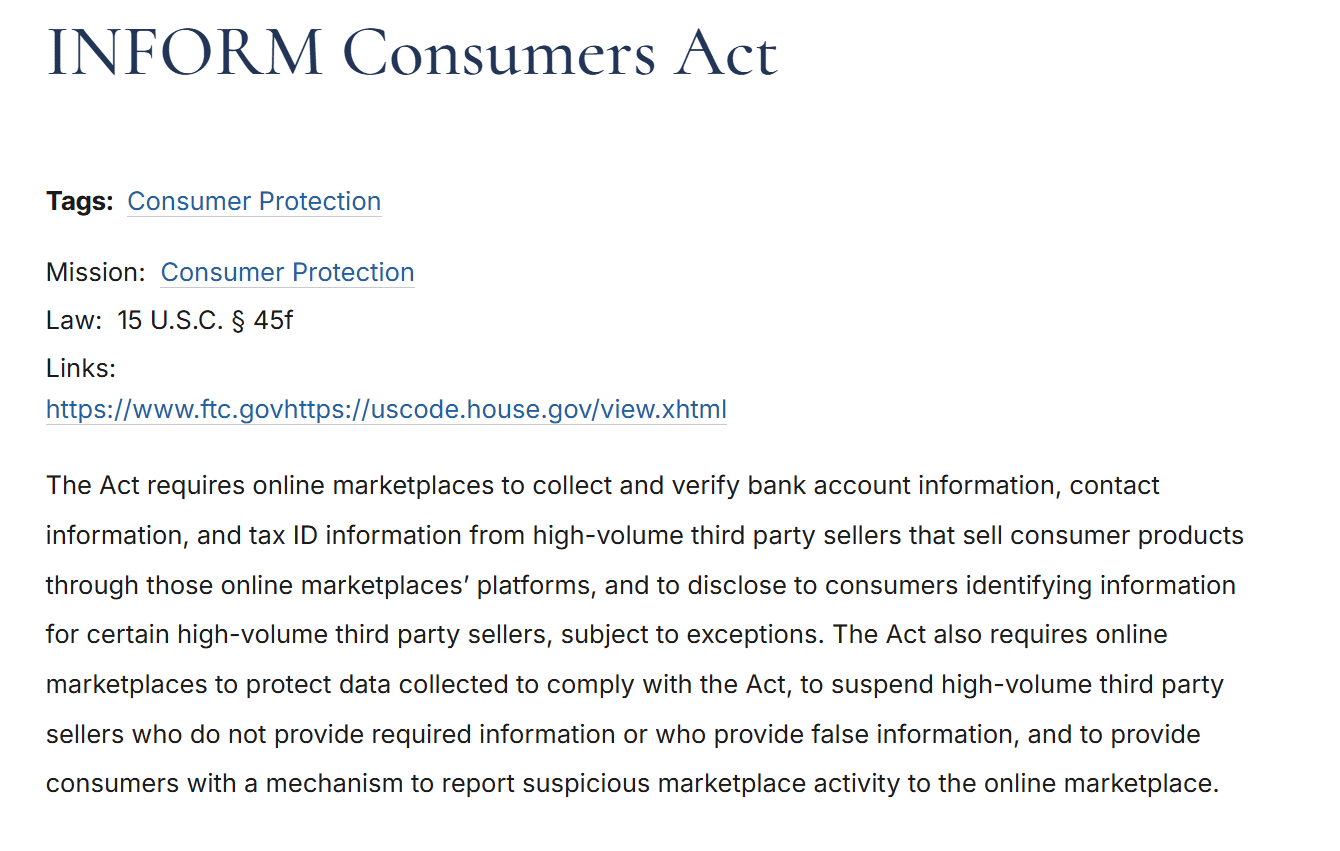 Đạo luật INFORM Consumers Act bảo vệ người tiêu dùng Mỹ