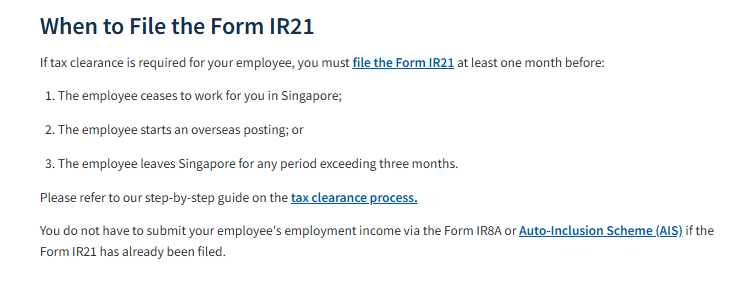 Quy định của MOM đối với thủ tục thanh toán thuế thu nhập (Tax Clearance)
