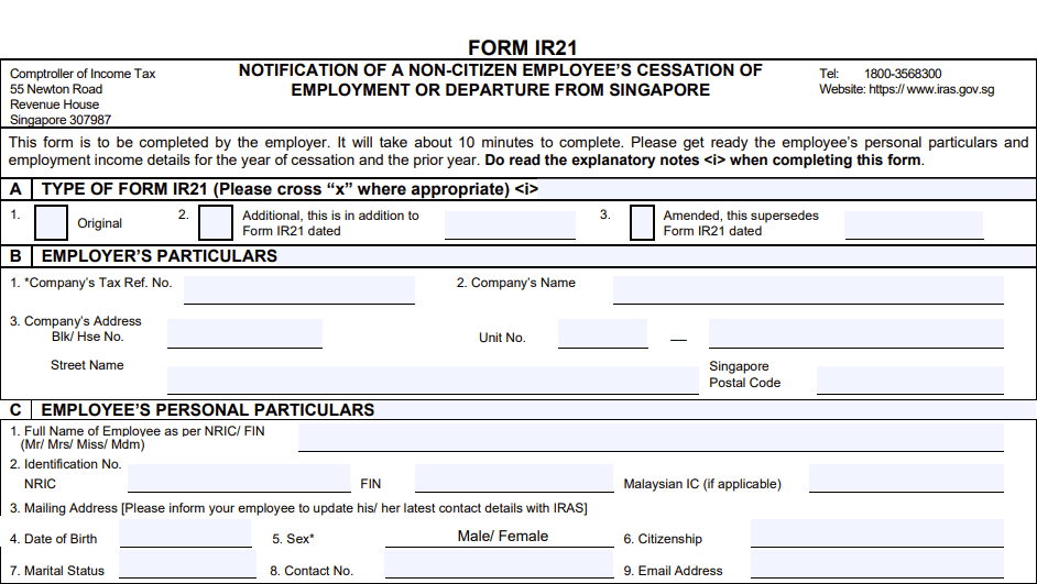 Form IR 21