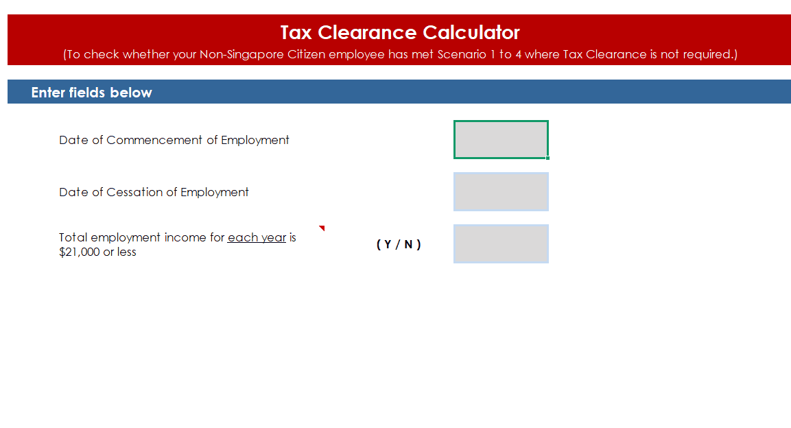 tax clearance calculator Singapore