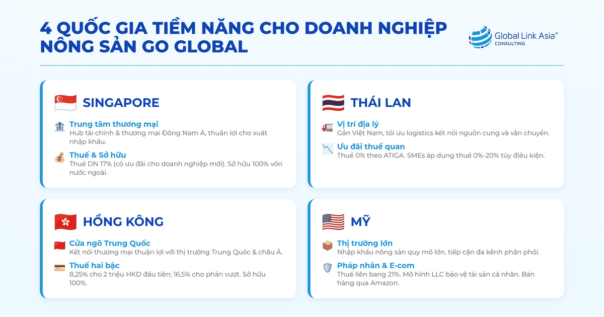 4 quốc gia tiềm năng để thành lập công ty kinh doanh trong lĩnh vực nông sản