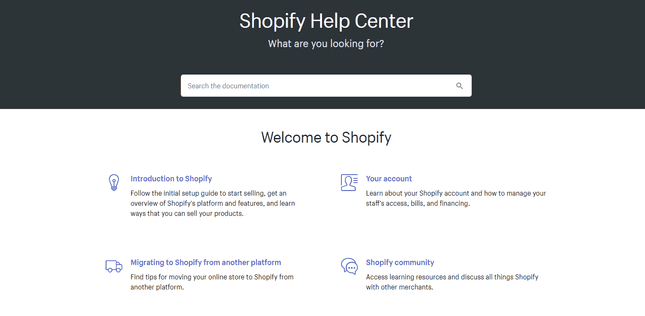 trung tâm hỗ trợ người bán trên shopify
