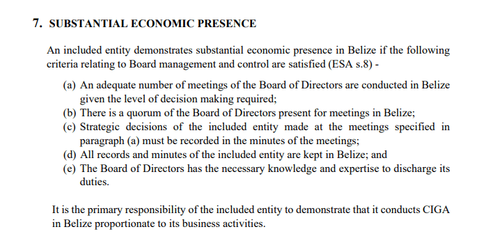 Economic Substance Presence