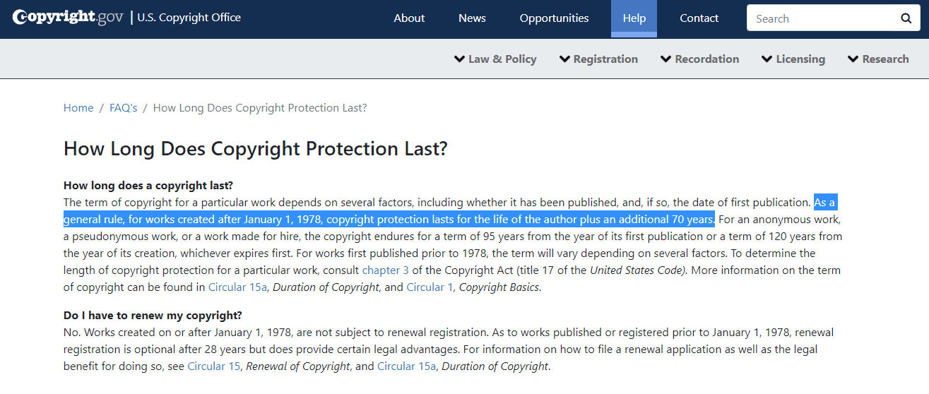 Thời gian tồn tại của Copyright | Trademark hay Copyright