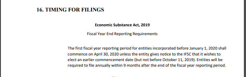 Hạn nộp Economic Substance Report đến chính phủ Belize