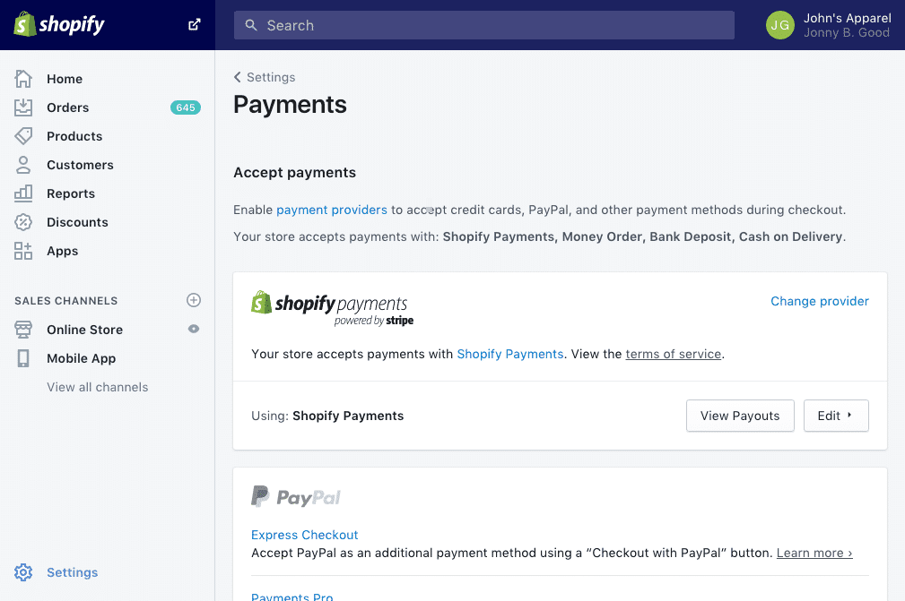 minh họa cổng thanh toán liên kết với shopify